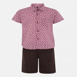 Pink Printed Cotton Shirt Pant Set
